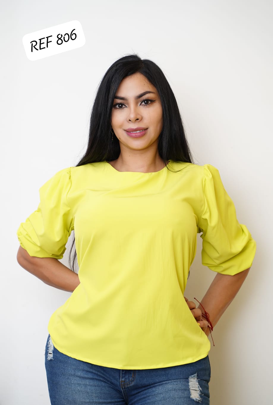 BLUSA CON MANGAS BOMBACHAS 806
