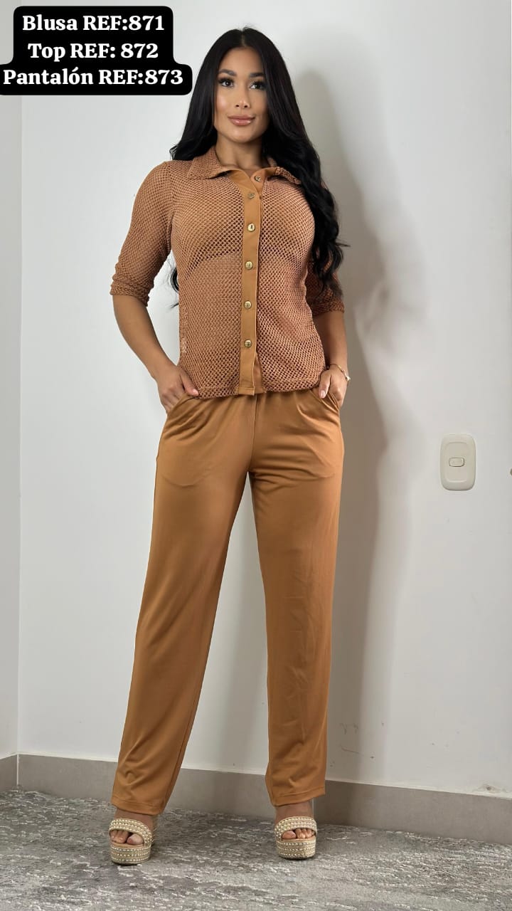 CONJUNTO MUJER TRES PIEZAS CAMISETA 3/4