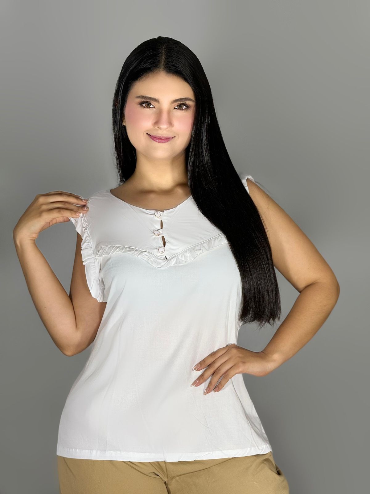 BLUSA CON VOLANTES FRONTALES 959