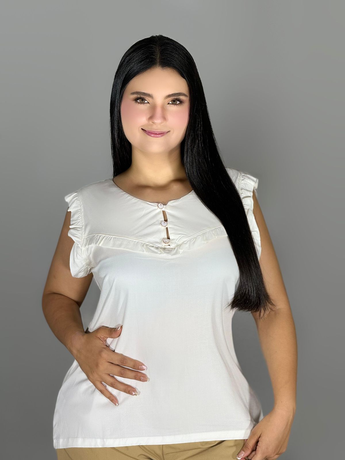 BLUSA CON VOLANTES FRONTALES 959