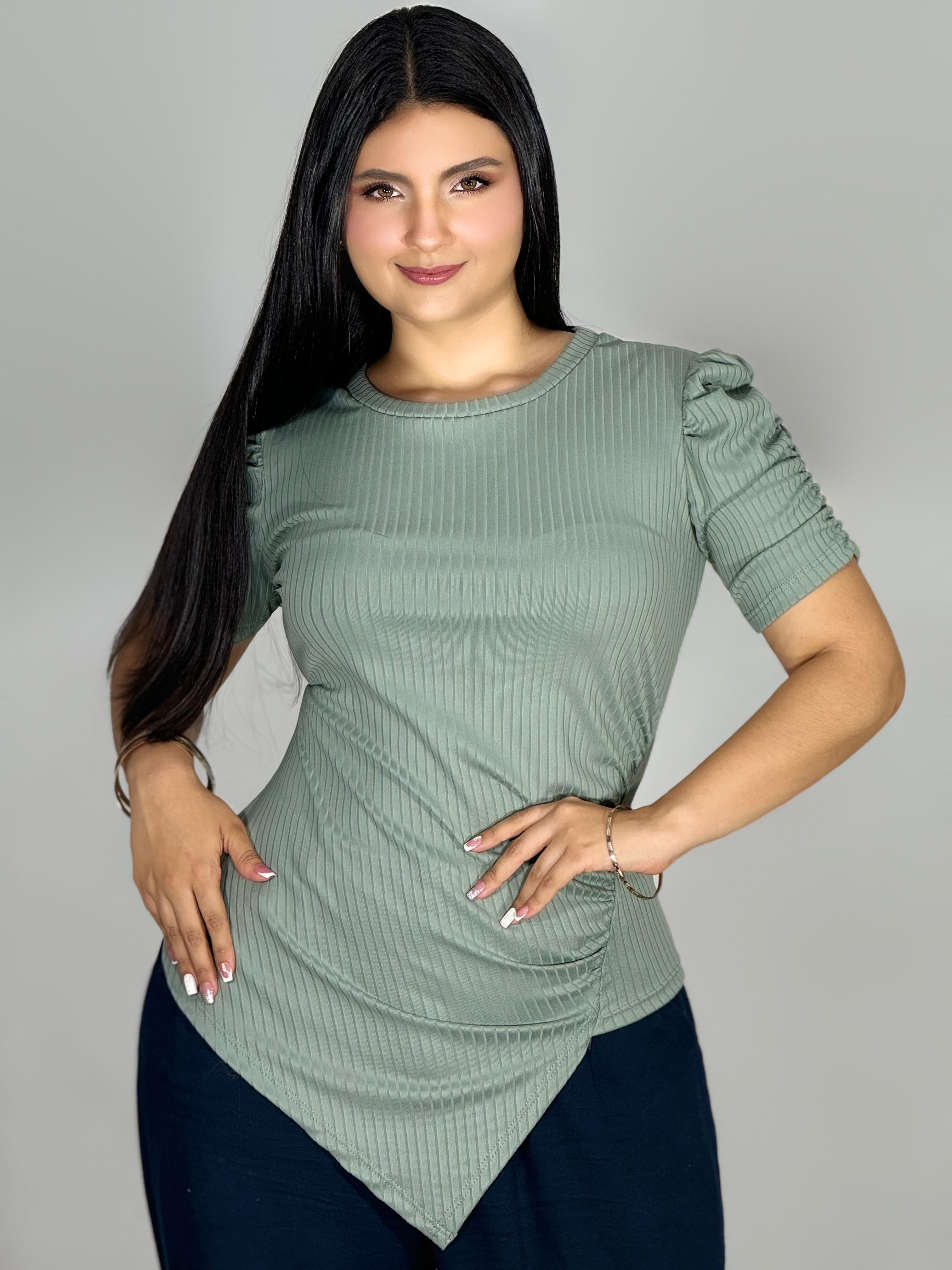 BLUSA RIB RUEDO EN V  968