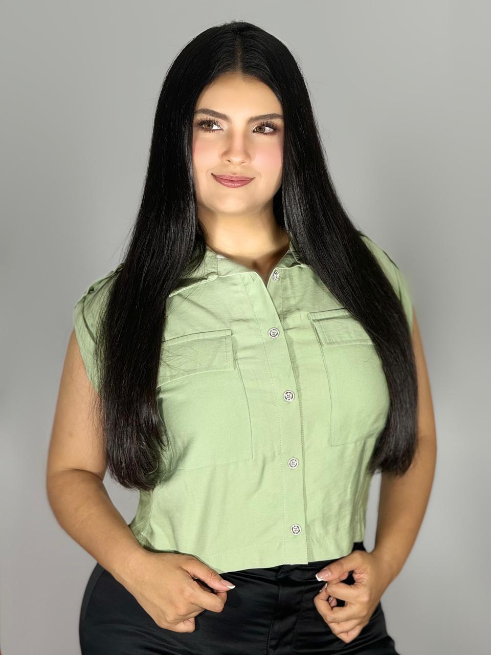 BLUSA CAMISERA CON DOBLADILLO EN HOMBRO 911