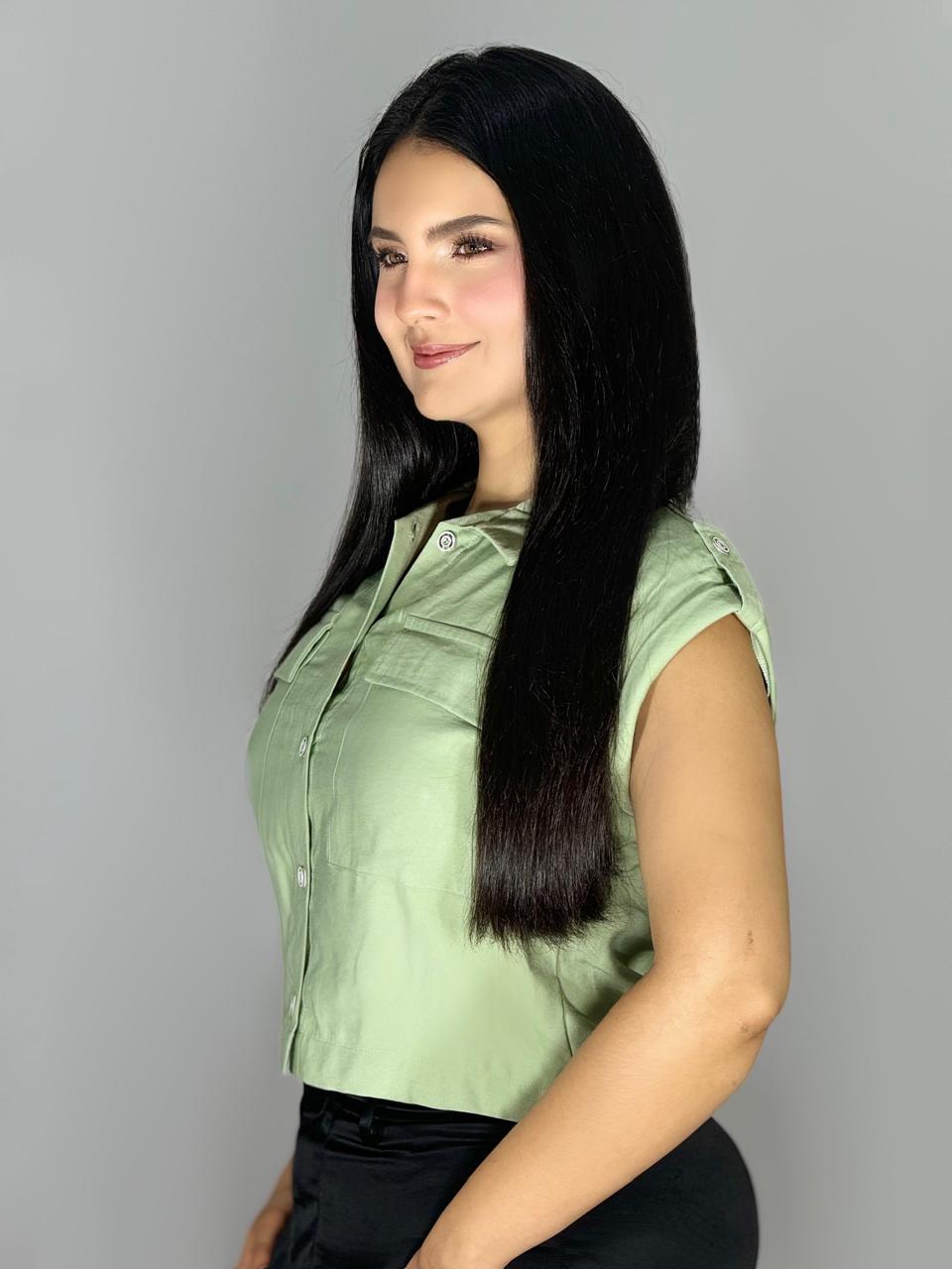 BLUSA CAMISERA CON DOBLADILLO EN HOMBRO 911