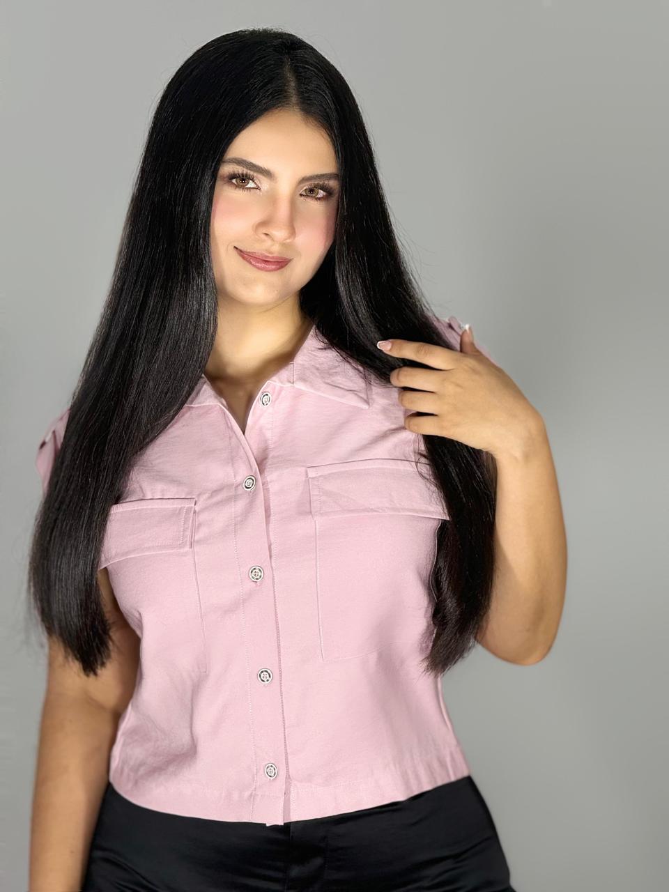 BLUSA CAMISERA CON DOBLADILLO EN HOMBRO 911