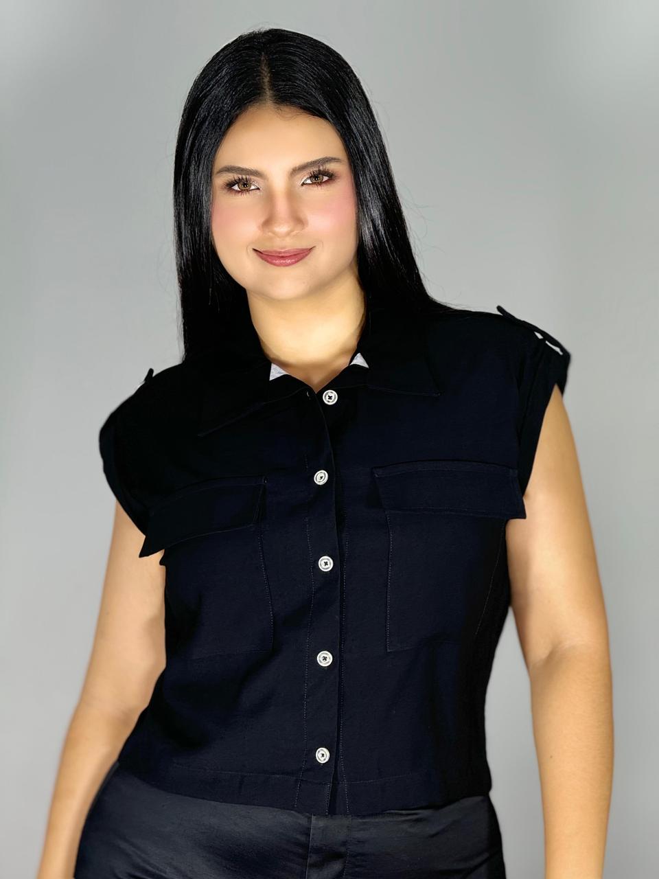 BLUSA CAMISERA CON DOBLADILLO EN HOMBRO 911