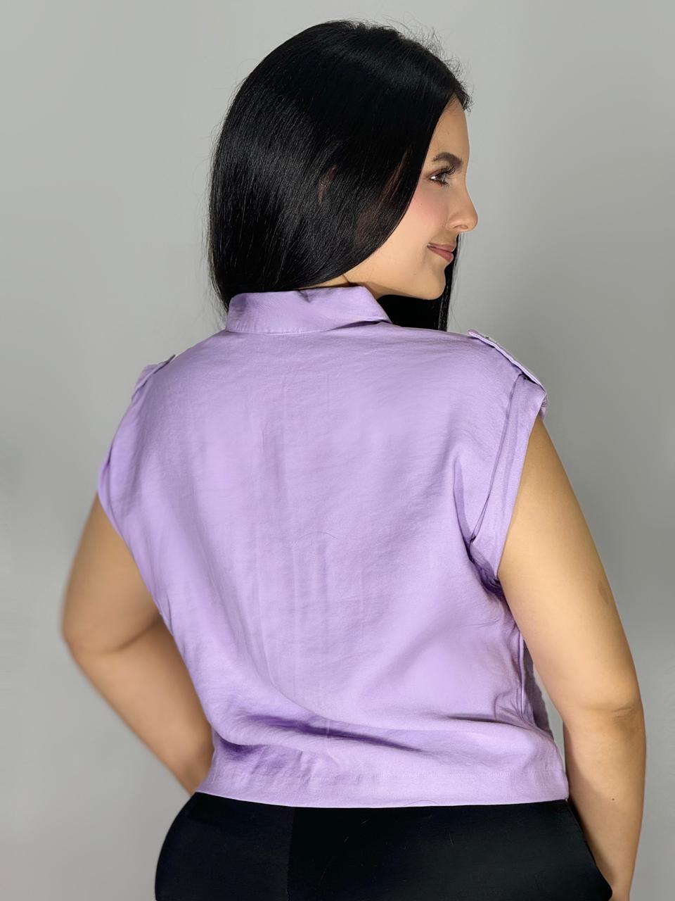 BLUSA CAMISERA CON DOBLADILLO EN HOMBRO 911