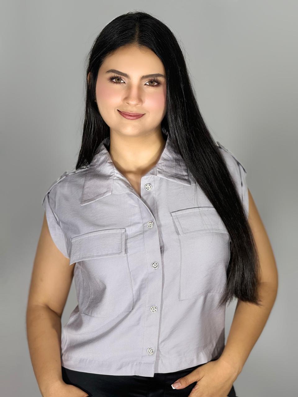 BLUSA CAMISERA CON DOBLADILLO EN HOMBRO 911