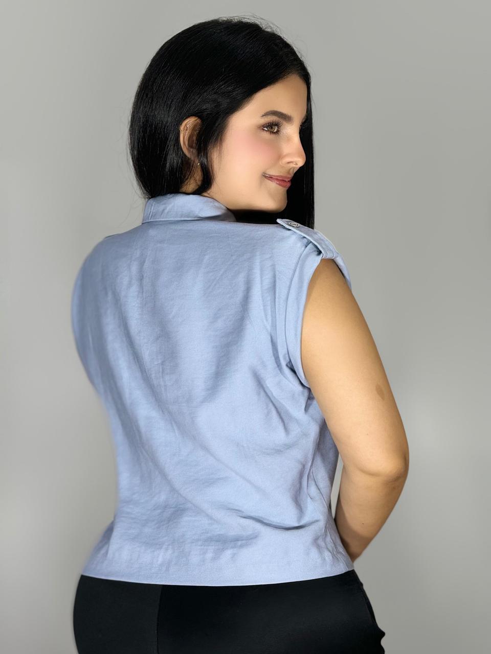 BLUSA CAMISERA CON DOBLADILLO EN HOMBRO 911