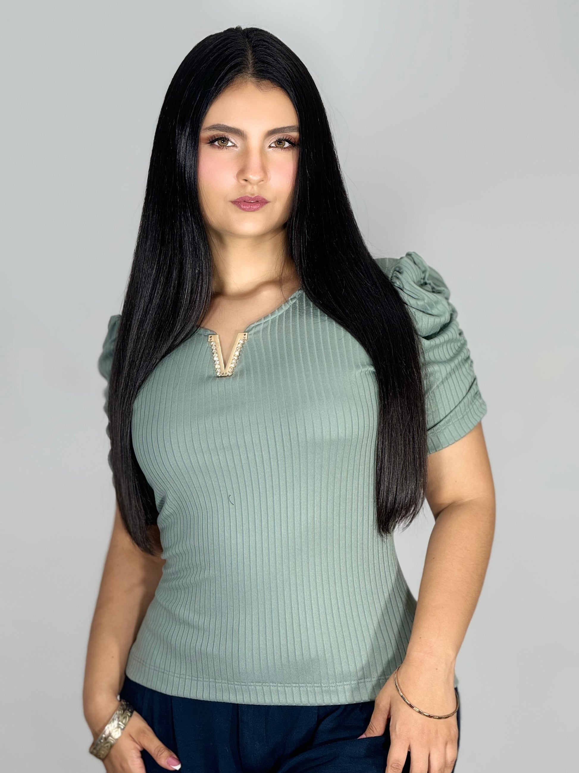 BLUSA RIB ESCOTE  EN V  969