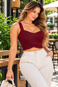 Blusa de dama en tela bengalina color vinotinto, referencia 1098, Rosa Linda