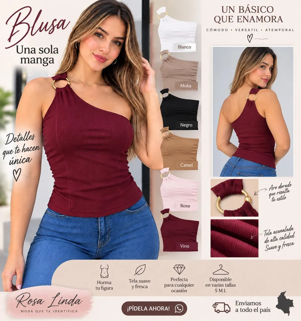 Blusa de dama en tela bengalina color vinotinto, referencia 1100, Rosa Linda