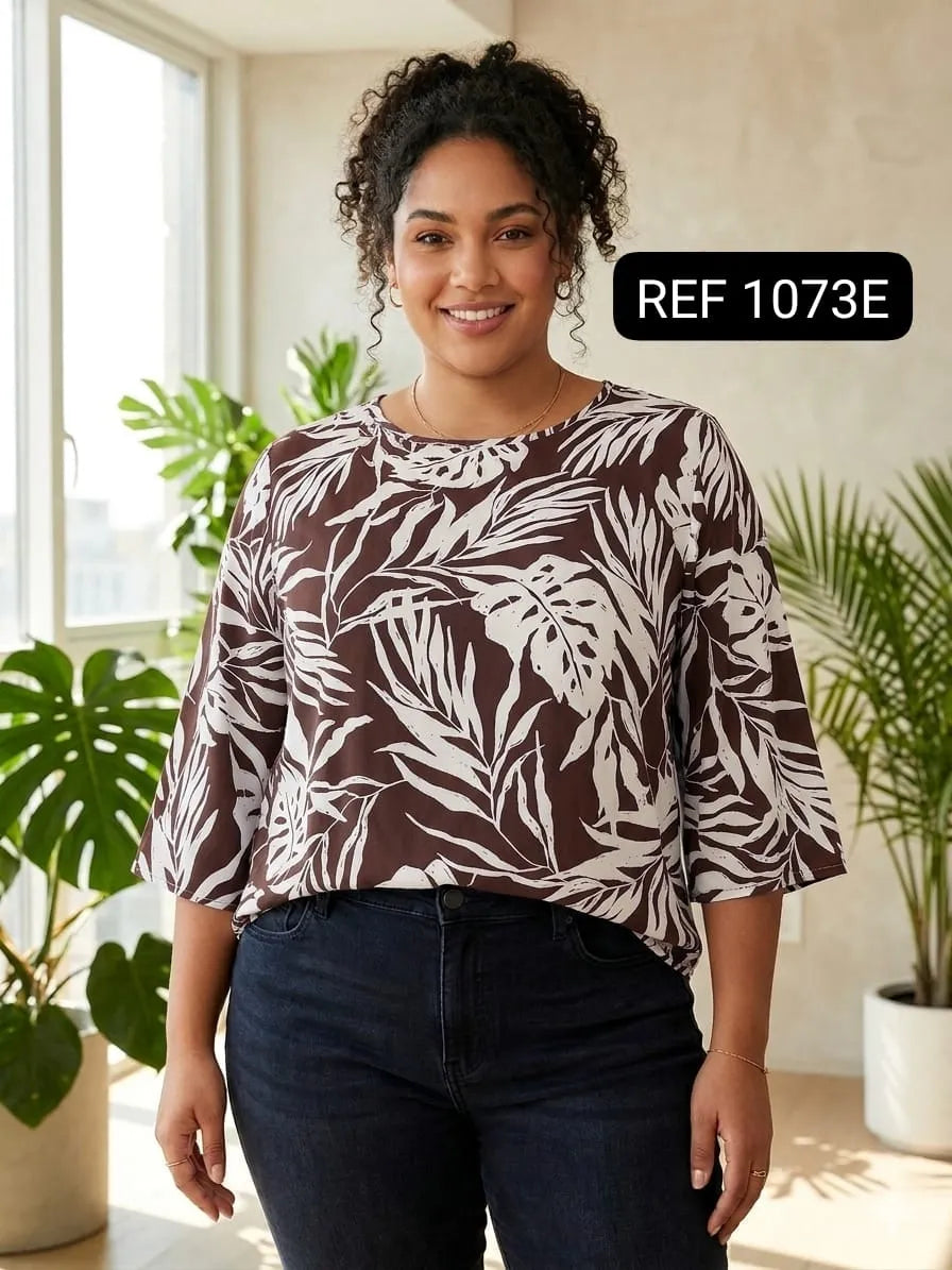 BLUSA HOLGADA CON ESTAMPADO  REF 1073E
