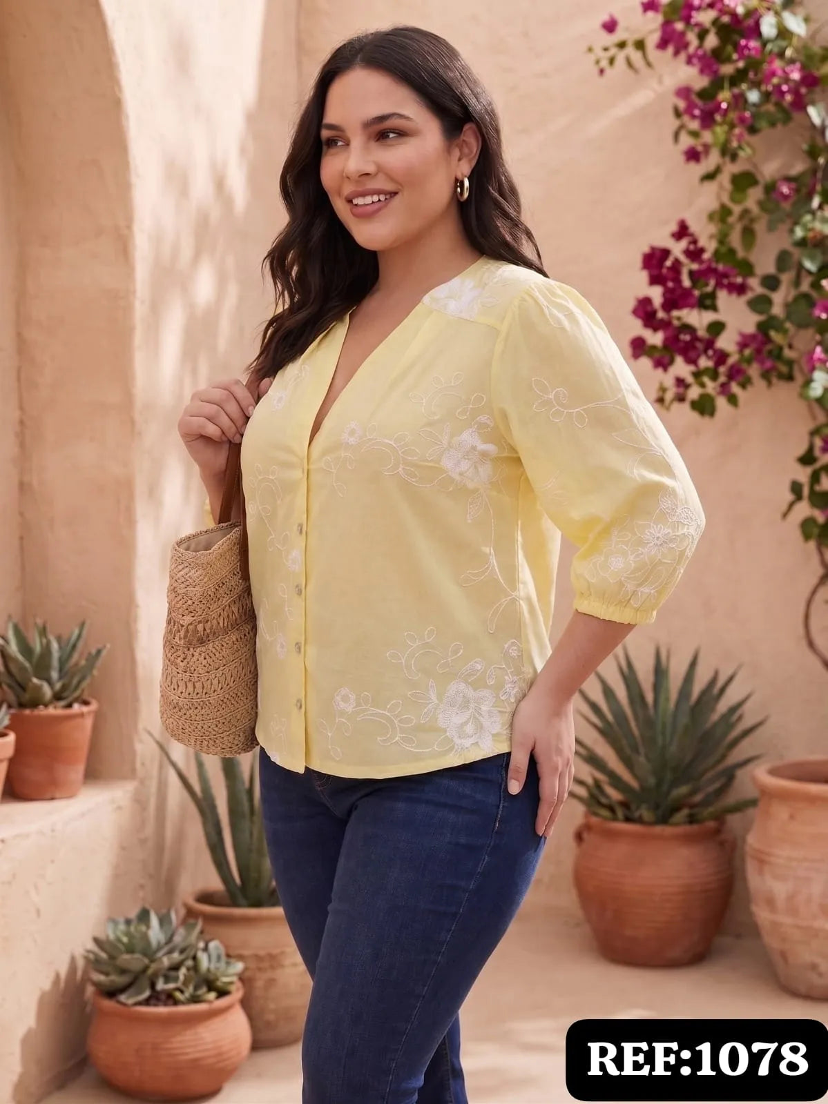BLUSA BORDADO FLORAL DAMA REF 1078