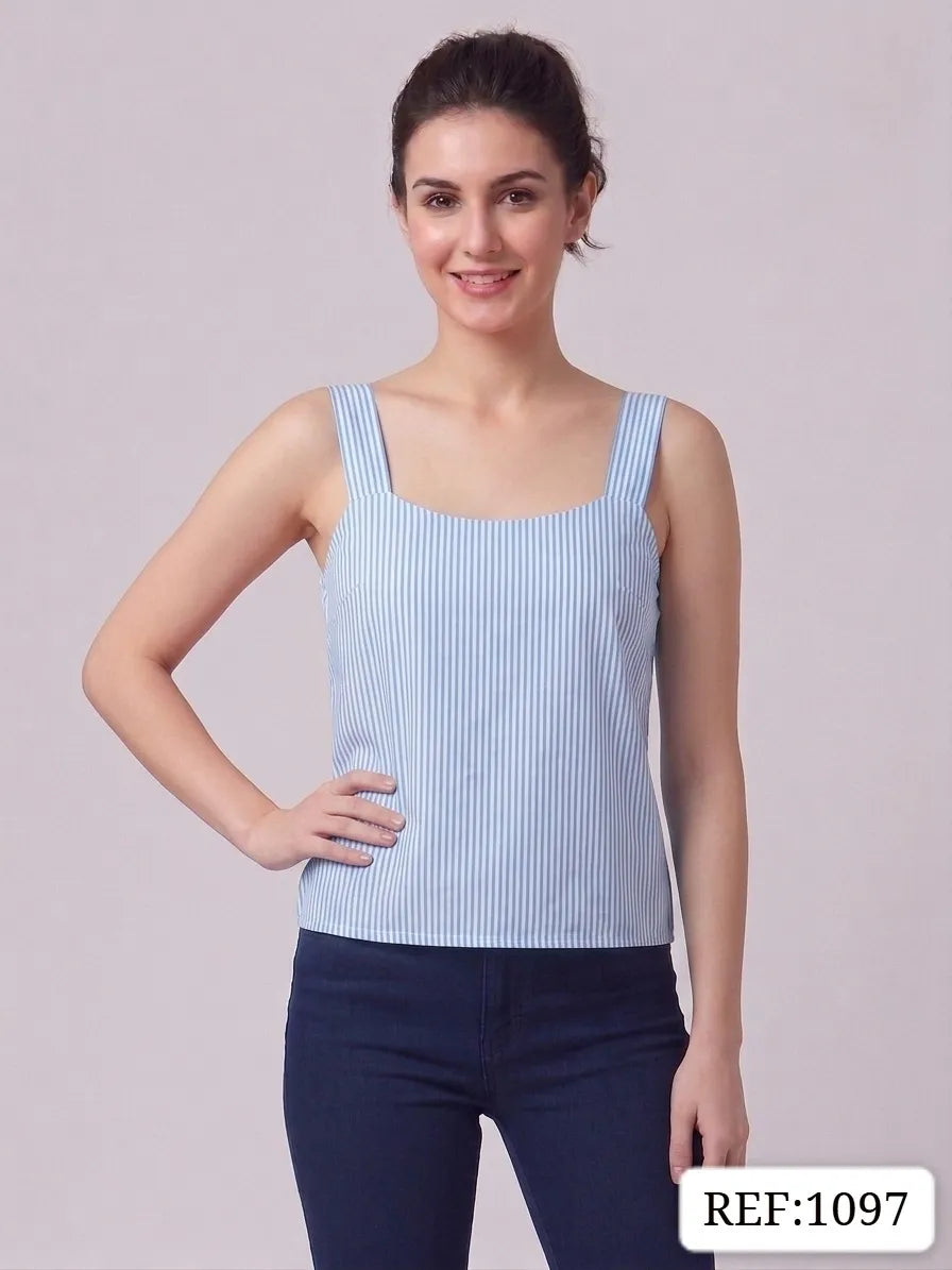 BLUSA DE DAMA RAYA CON LASO REF 1097