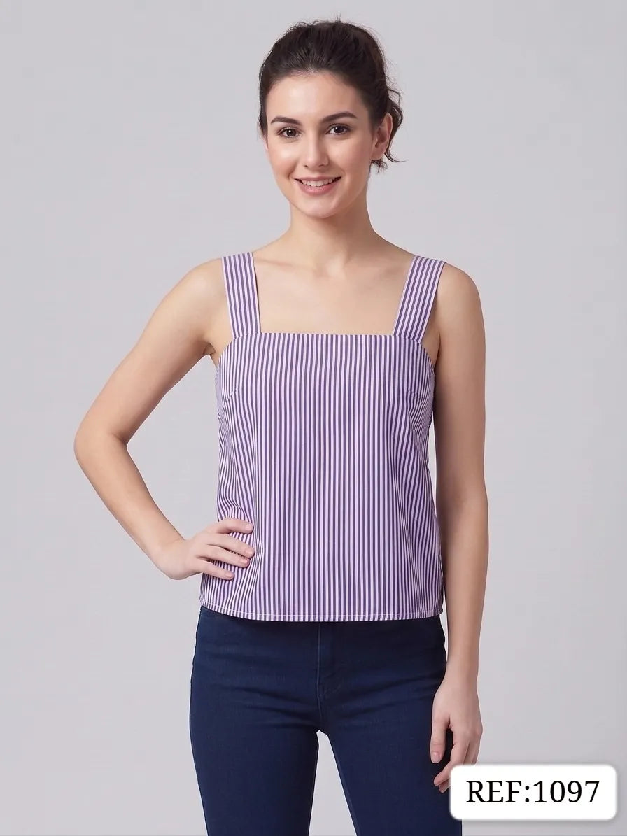 BLUSA DE DAMA RAYA CON LASO REF 1097