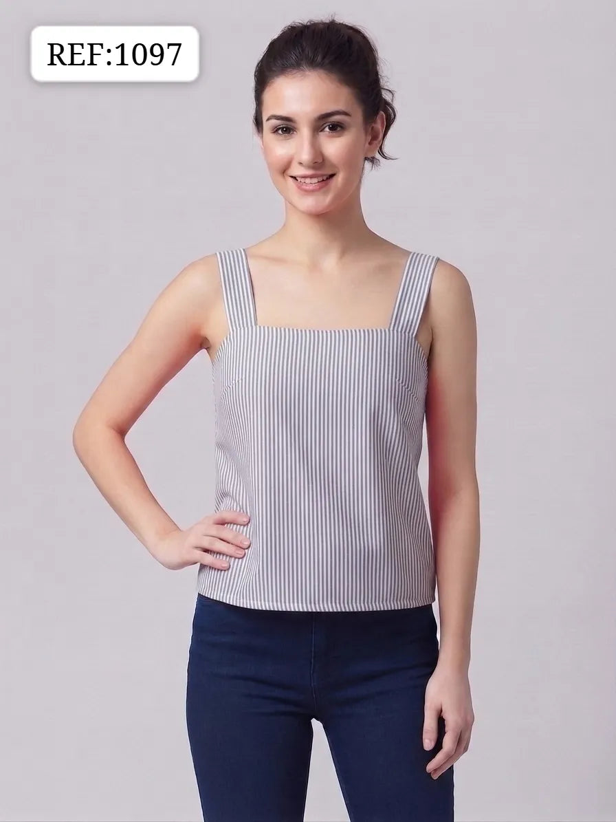 BLUSA DE DAMA RAYA CON LASO REF 1097
