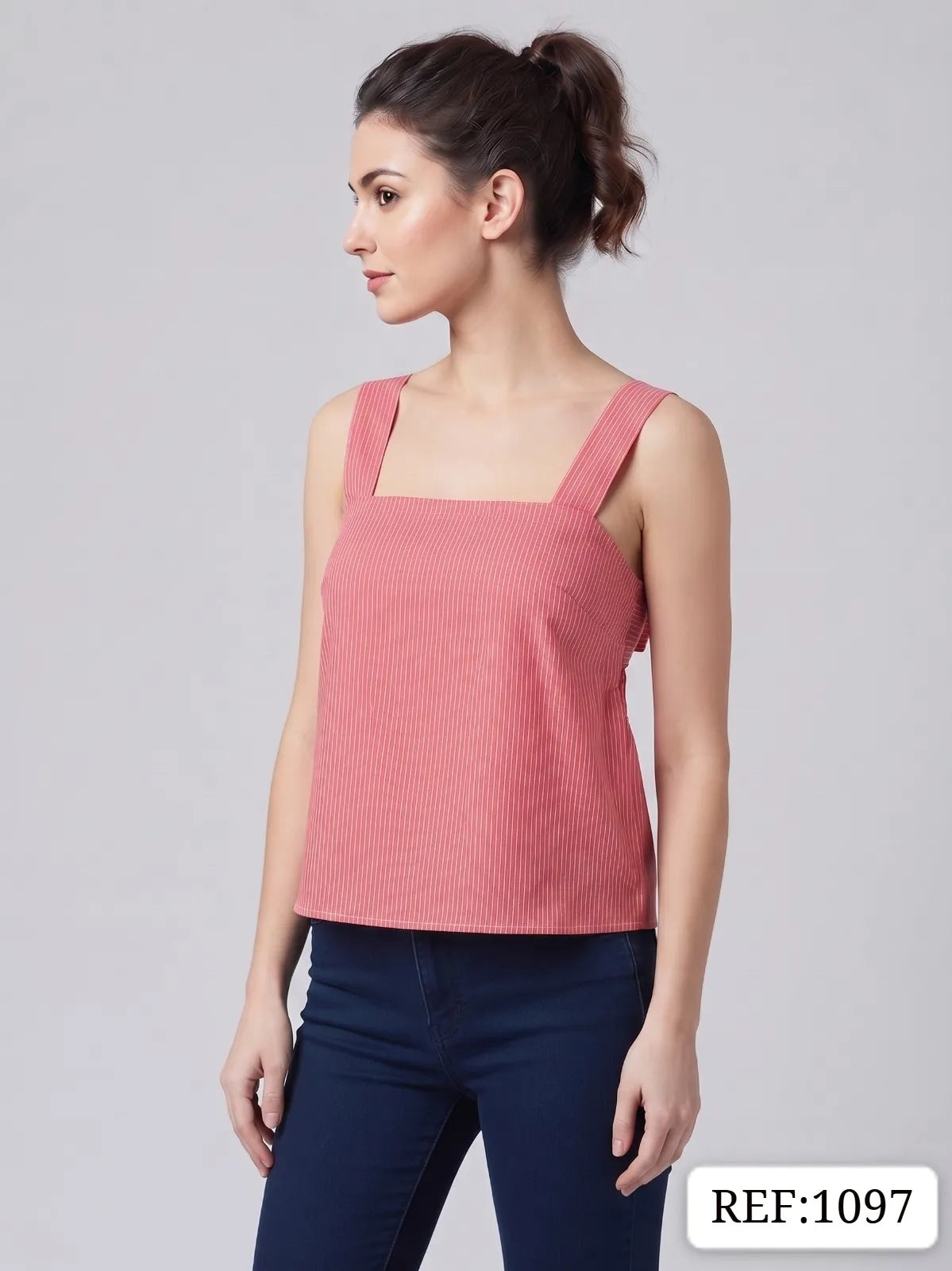 BLUSA DE DAMA RAYA CON LASO REF 1097