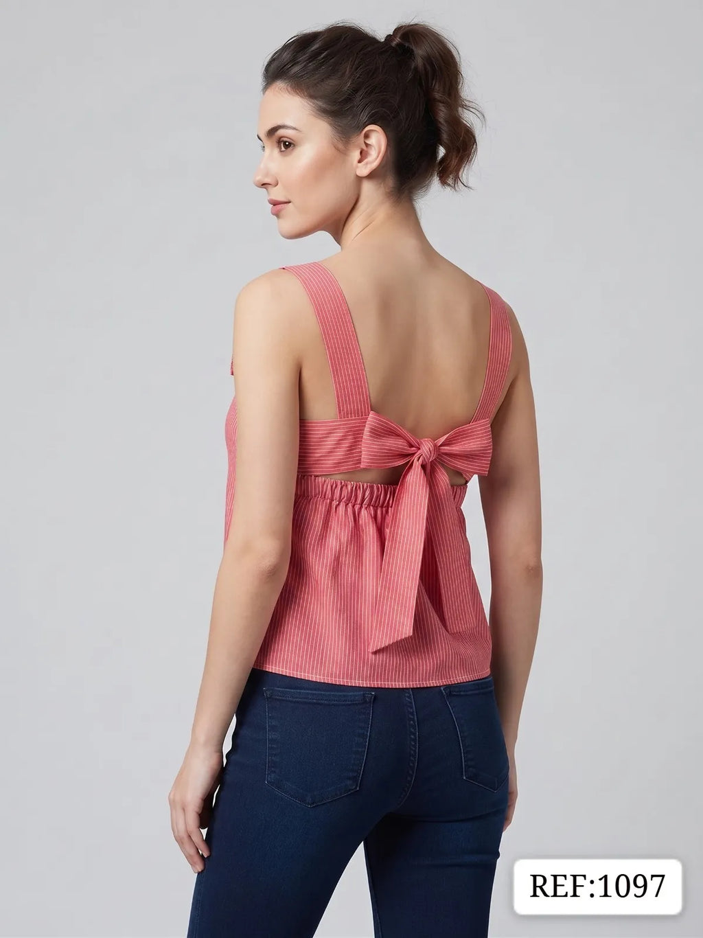 BLUSA DE DAMA RAYA CON LASO REF 1097