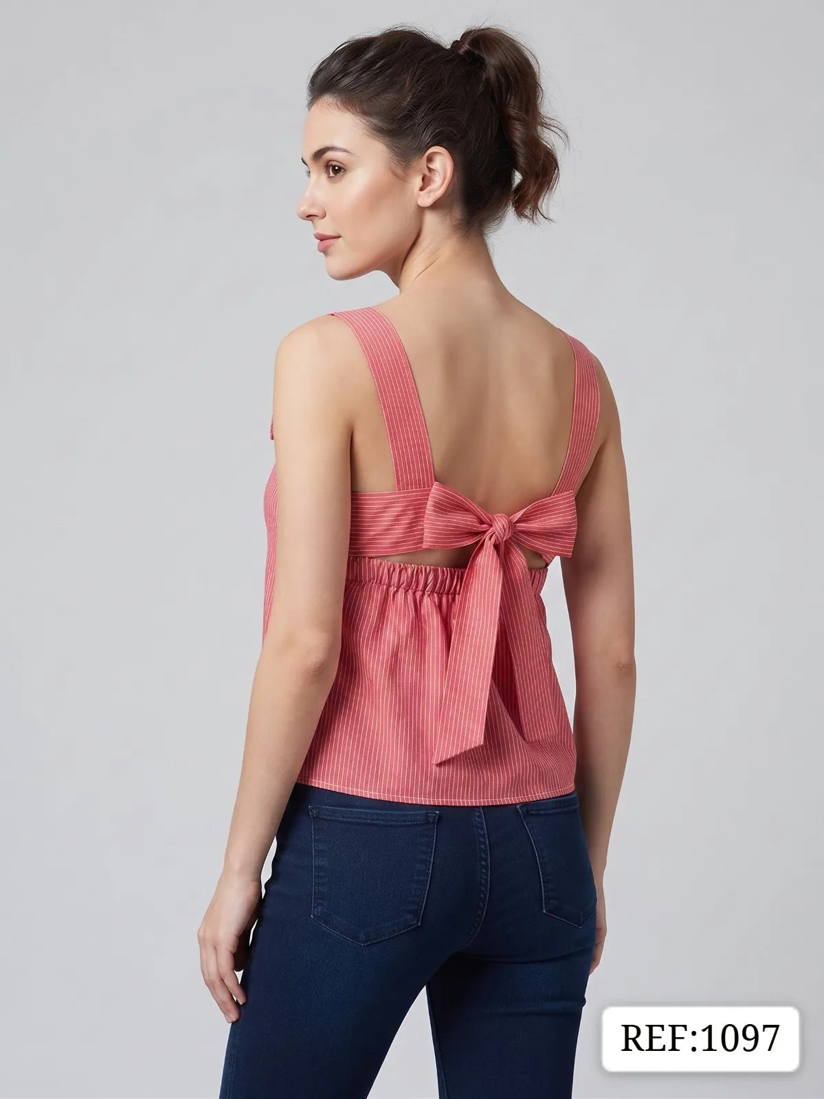 BLUSA DE DAMA RAYA CON LASO REF 1097