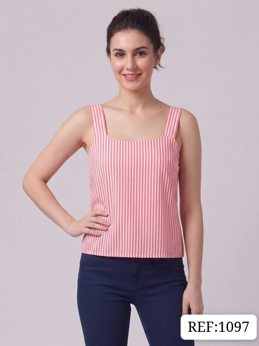 BLUSA DE DAMA RAYA CON LASO REF 1097