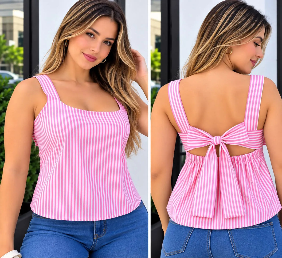 Blusa dama en tela lino color rosado, referencia 1097, Rosa Linda
