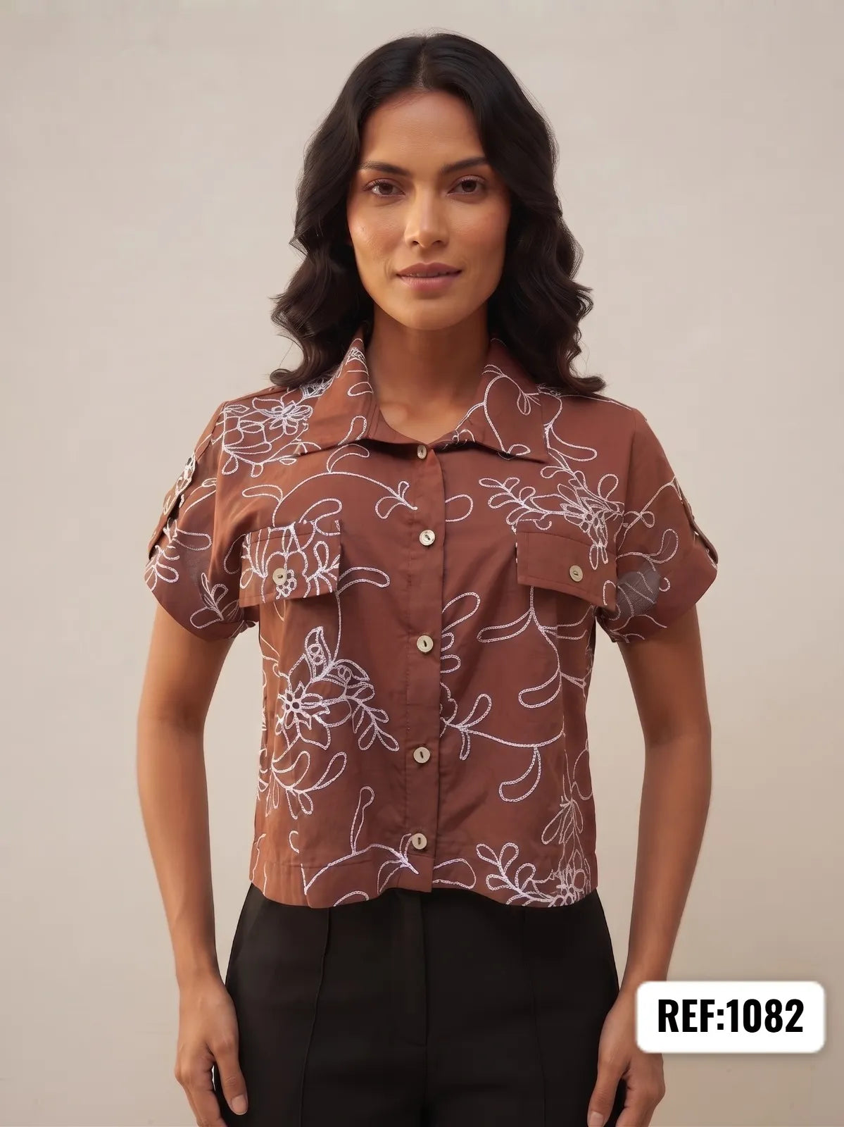 CAMISERA DAMA  BORDADA REF 1082