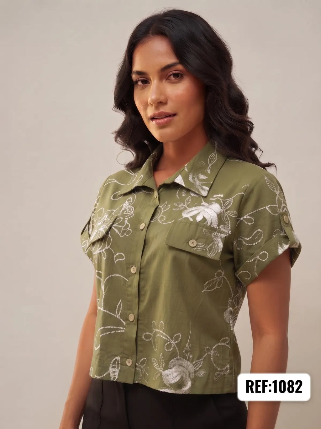 CAMISERA DAMA  BORDADA REF 1082