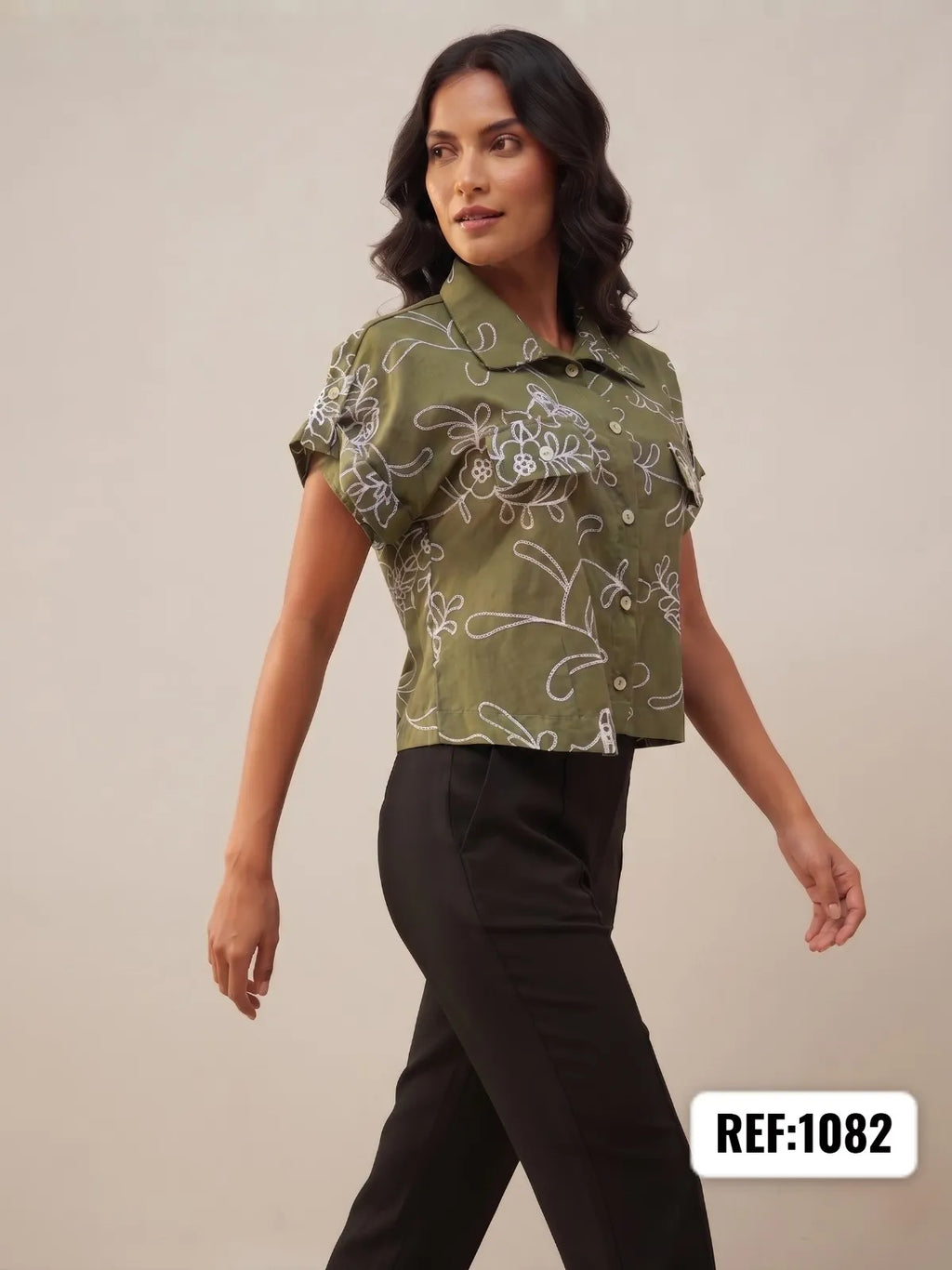 CAMISERA DAMA  BORDADA REF 1082
