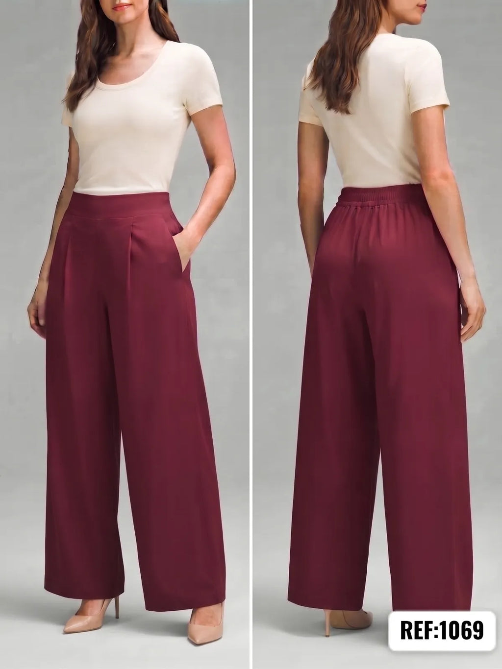 PANTALON AMPLIO  TIRO ALTO DAMA REF 1069